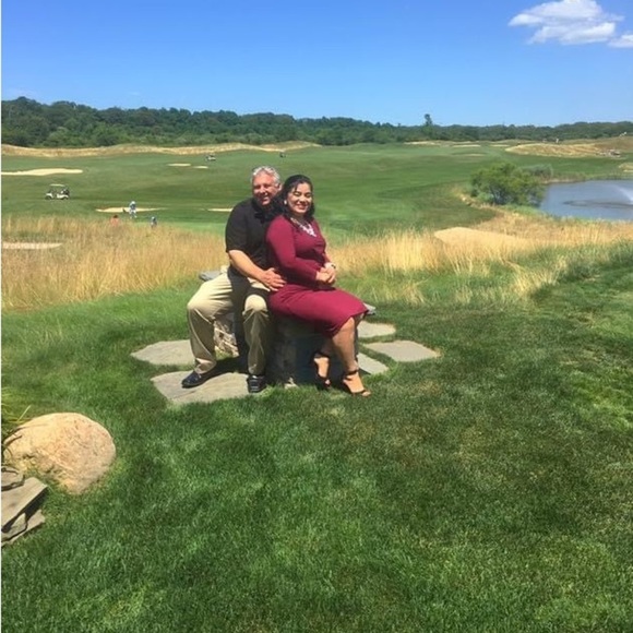 ANN TAYLOR formal evening wrap burgundy midi dress/size S - Picture 8 of 11